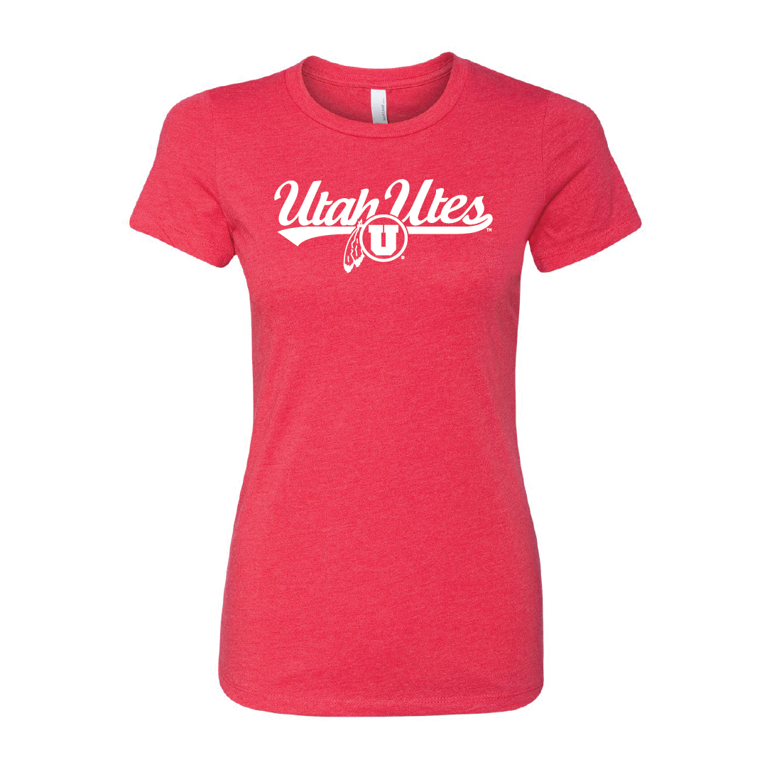 Utah Utes - Script-Circle and Feather Womens T-Shirt
