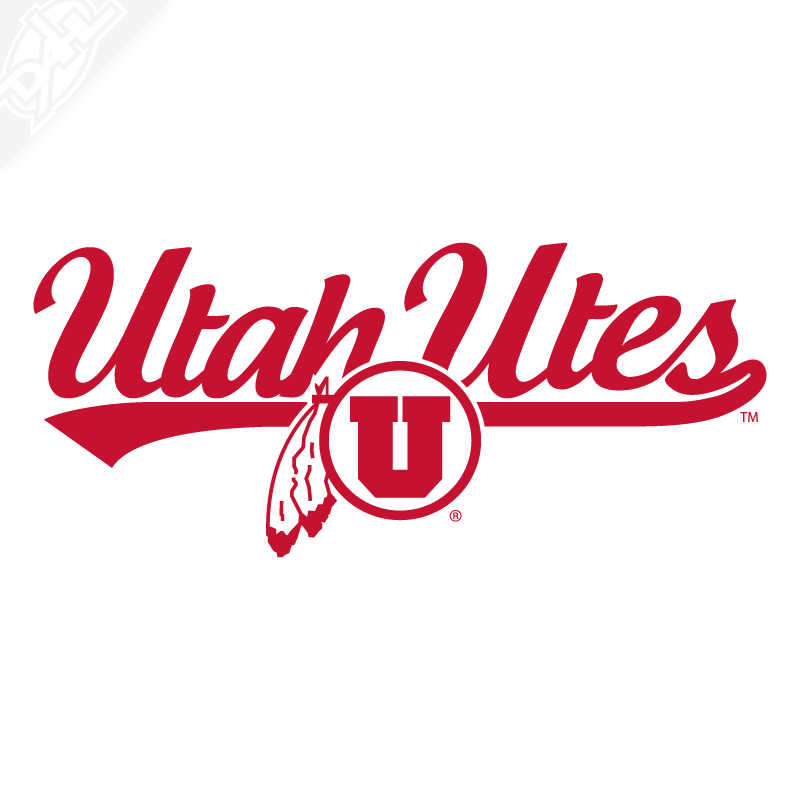 Utah Utes Circle and Feather Script Vinyl Decal