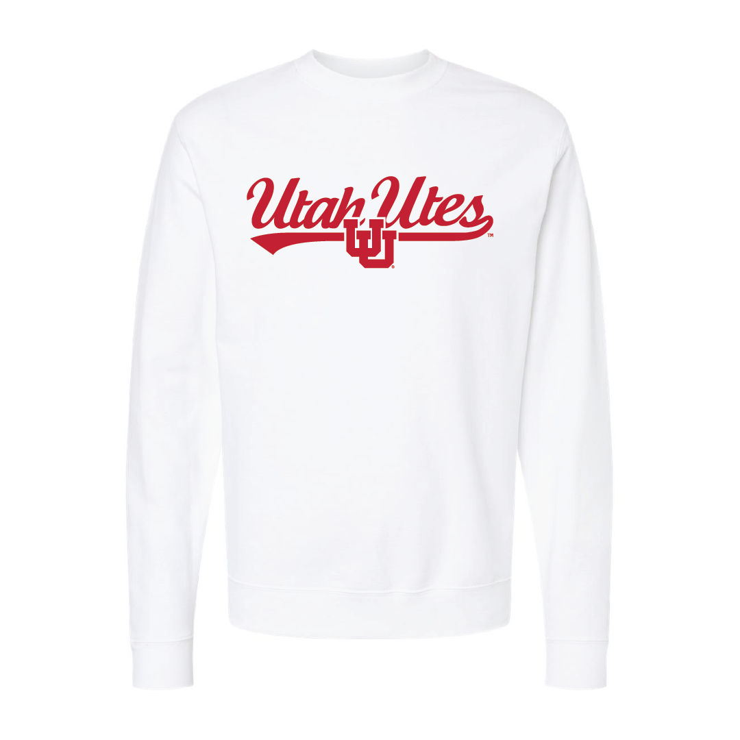 Utah Utes - Script- Interlocking UUEmbroidered Crew Neck Sweatshirt