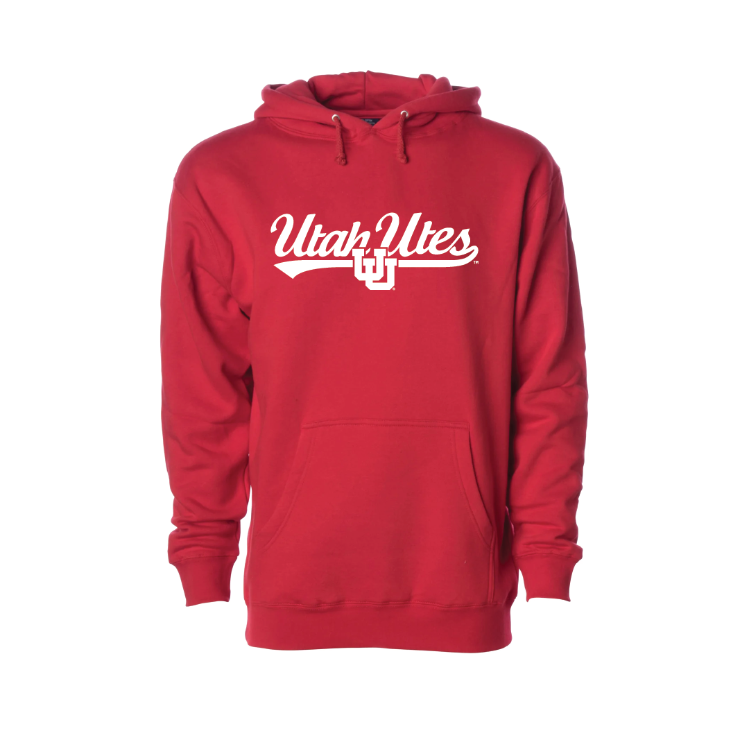 Utah Utes - Script- Interlocking UU Embroidered Hoodie – Dahlelama