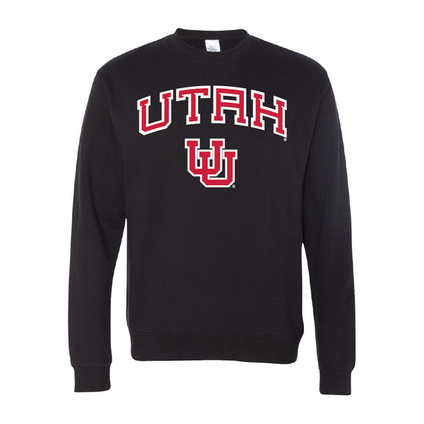 Utah Wordmark- Interlocking UUEmbroidered Crew Neck Sweatshirt