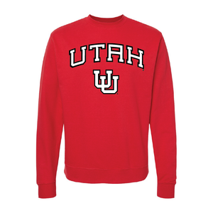 Utah Wordmark- Interlocking UUEmbroidered Crew Neck Sweatshirt