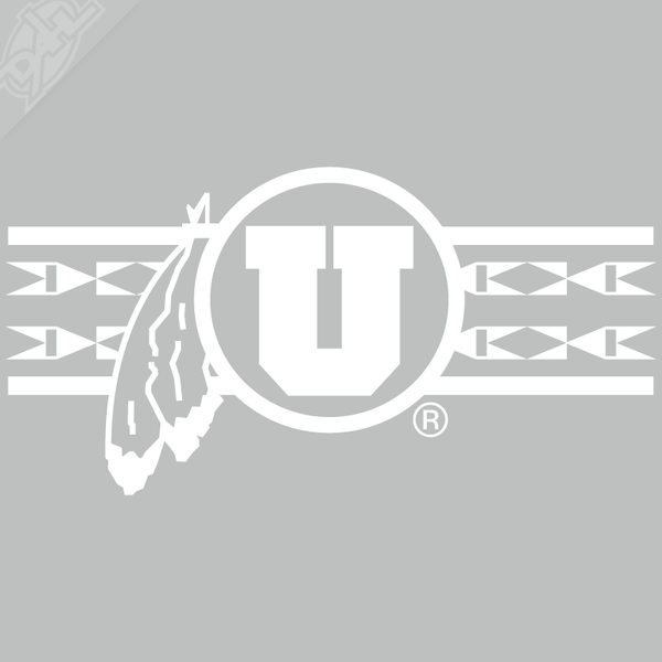 Ute Proud Circle and Feather With Utah Stripe Single Color Vinyl Decal