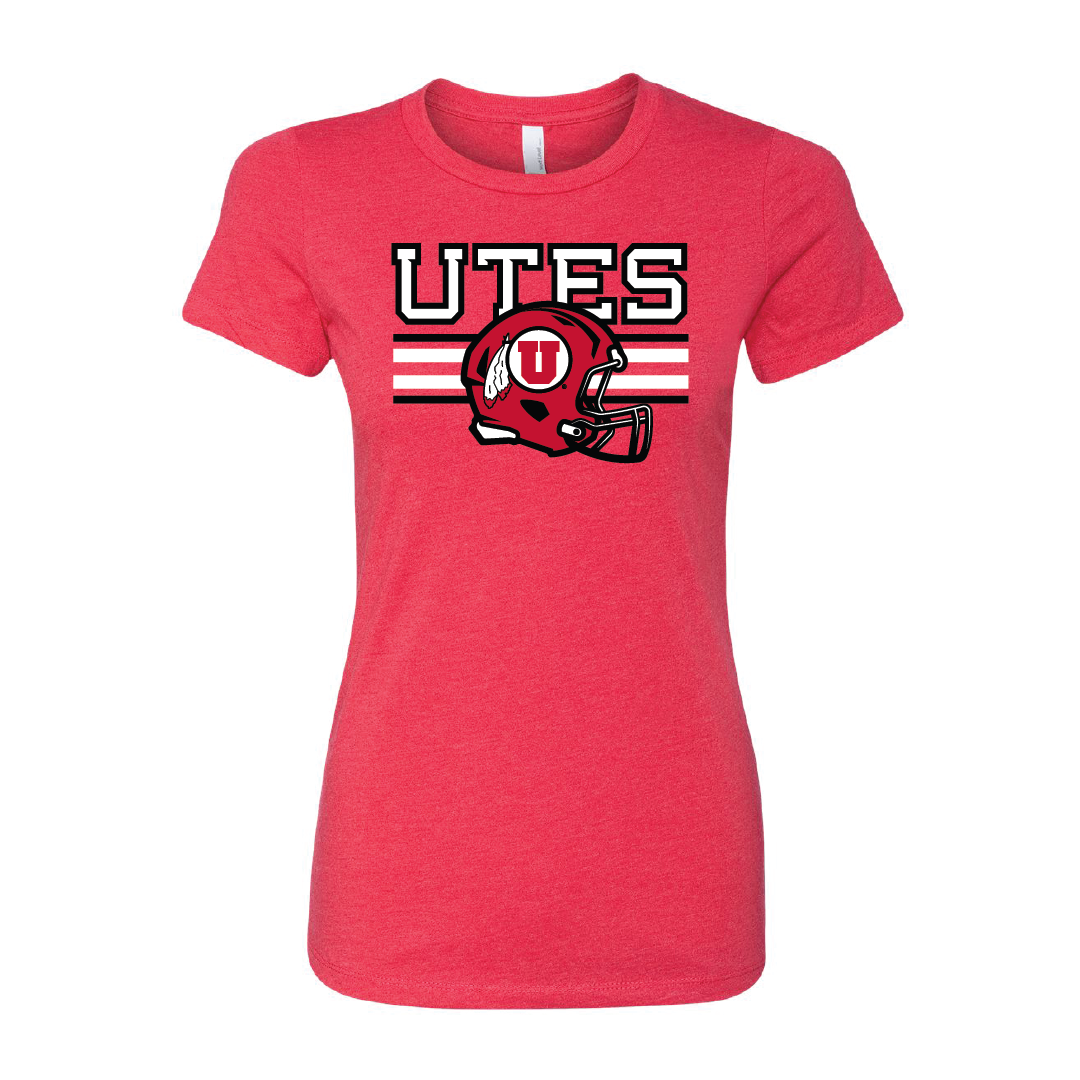 Utes W/New Circle and Feather Helmet Womens T-Shirt