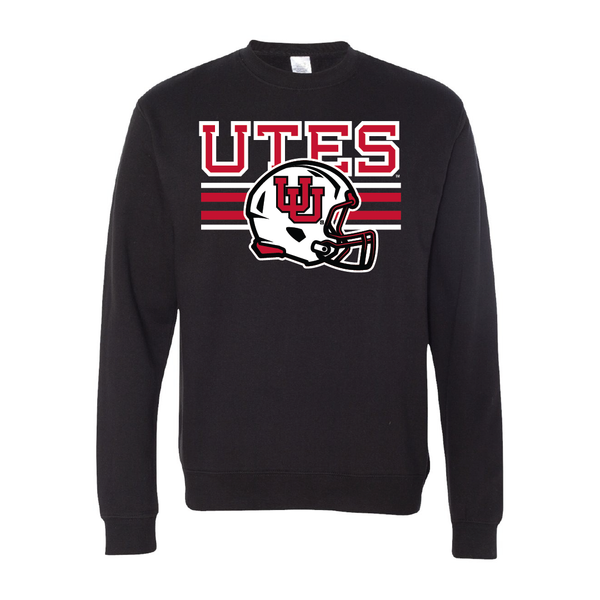Utes W/New UU Helmet Embroidered Crew Neck Sweatshirt