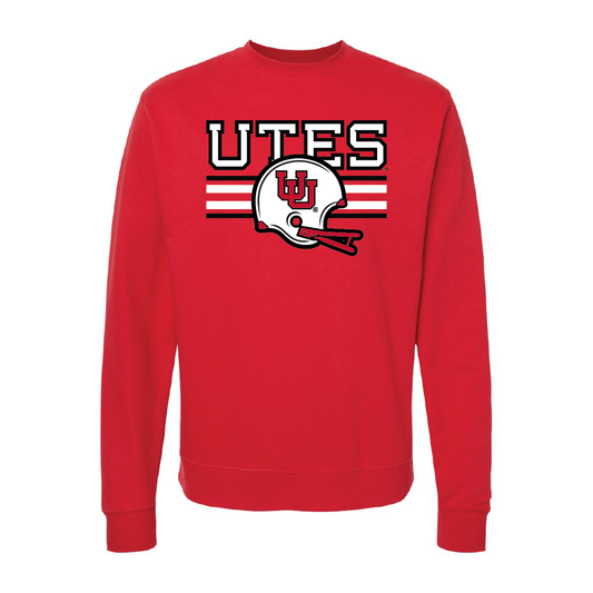 Utes W/Throwback Interlocking UU Helmet Embroidered Crew Neck Sweatshirt