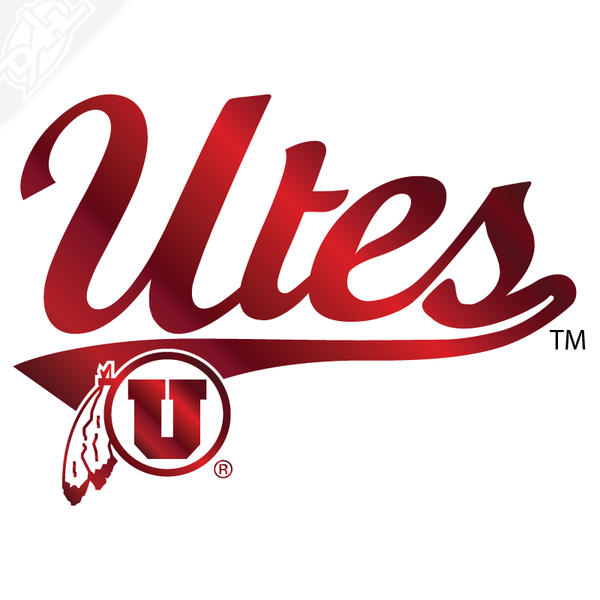 Utes Script - Circle and Feather Vinyl Decal