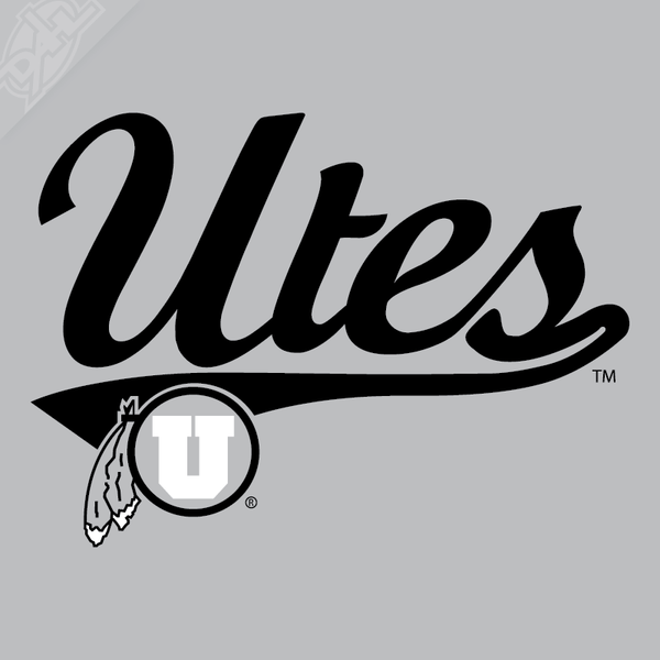 Utes Script - Circle and Feather 2 Color Vinyl Decal