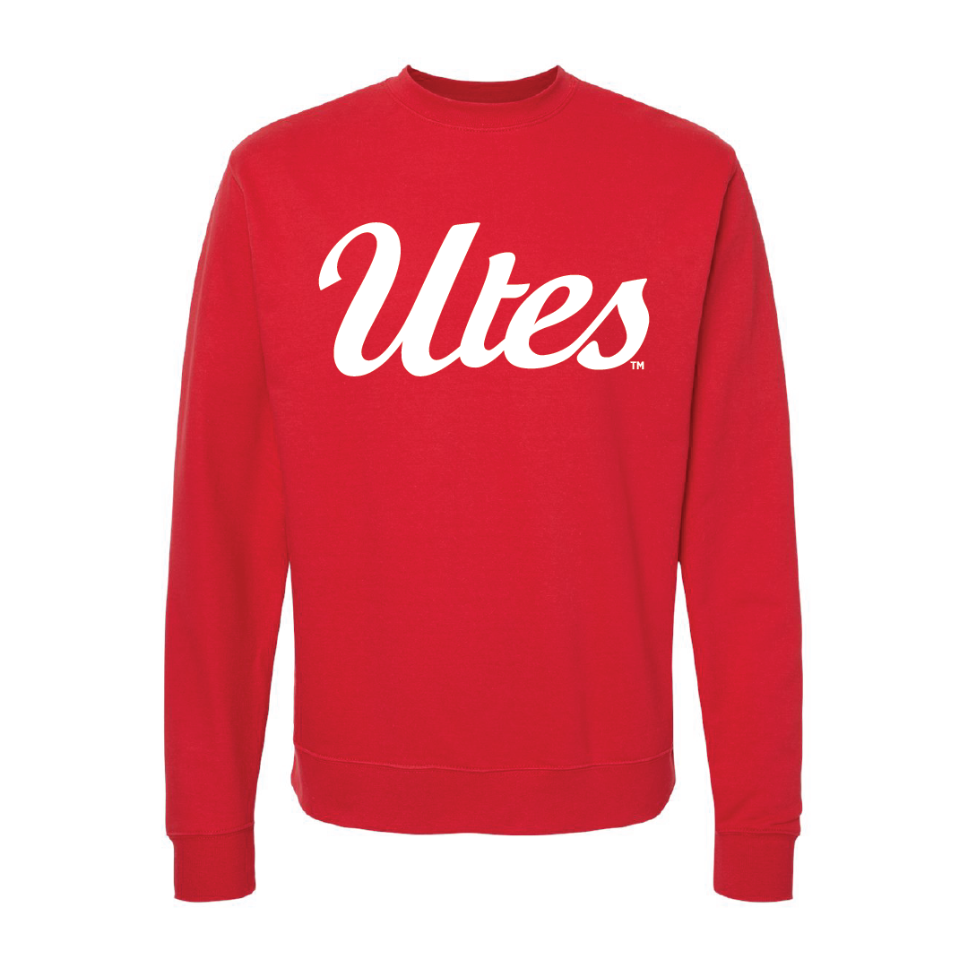 Utes ScriptEmbroidered Crew Neck Sweatshirt – Dahlelama